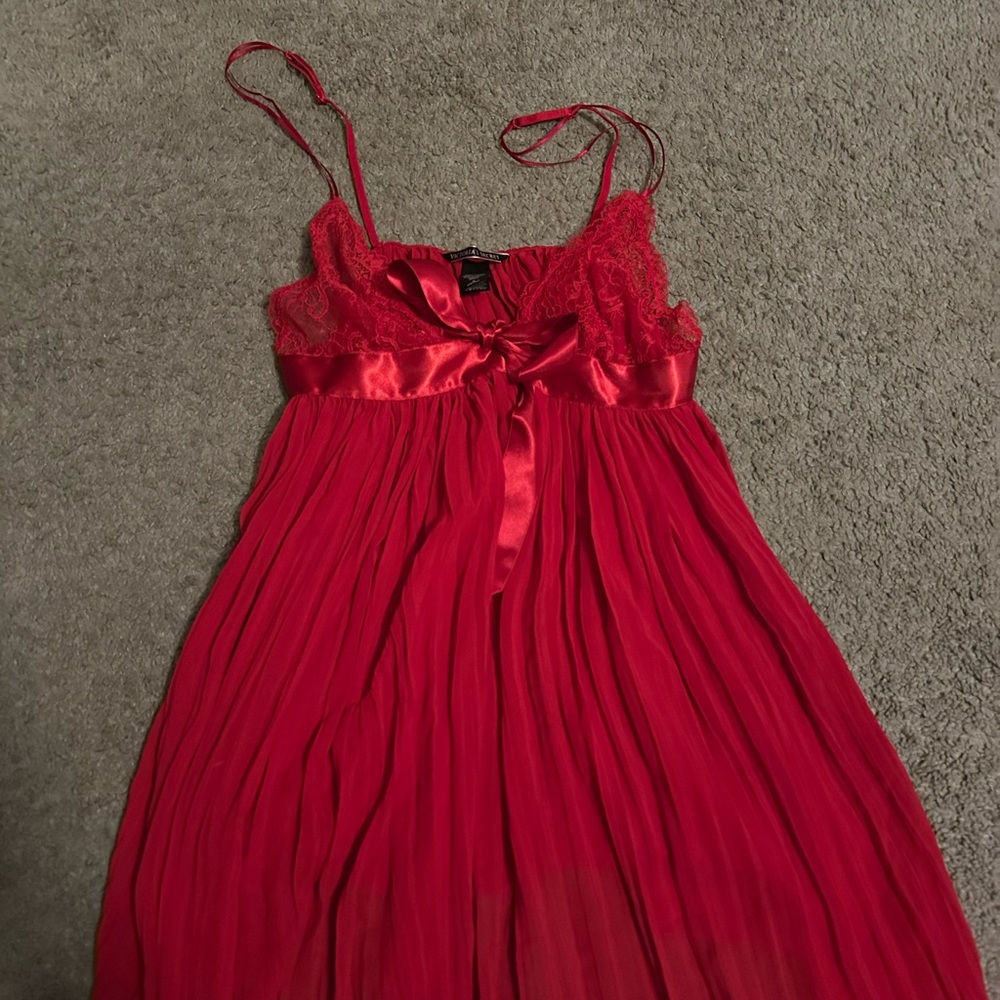 Red Lace and Satin Dress